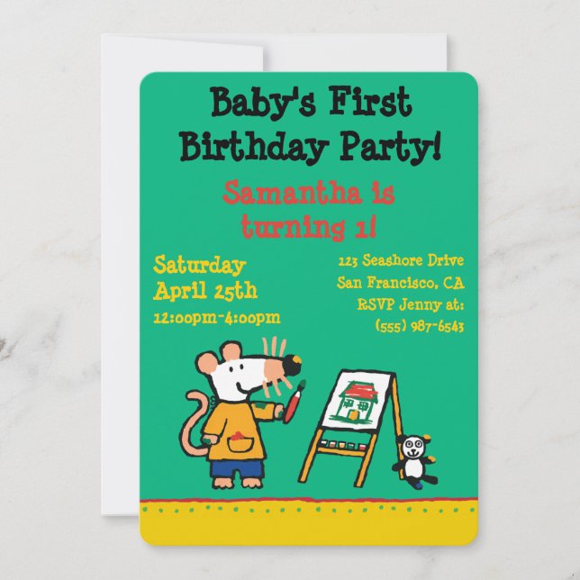 Farbe mit Maisy! Einladung (Vorderseite)