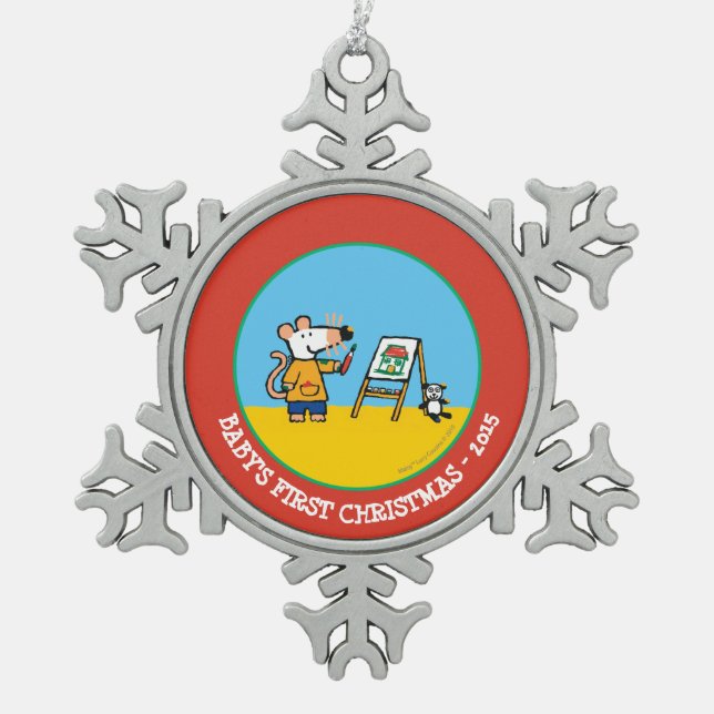 Farbe mit Maisy! Schneeflocken Zinn-Ornament (Vorderseite)