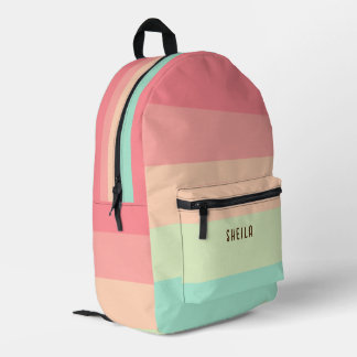 Farbe Pastell Rainbow Personalisiert mit Name Bedruckter Rucksack
