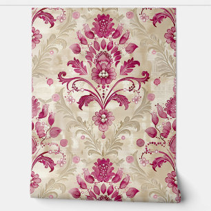 Farbe Rosa und Creme Damast und Perlen aus Imitate Tapete