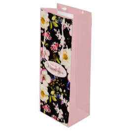 Farbe Rosa und Gelb Rosen auf schwarz, Geburtstag Geschenktüte Für Weinflaschen