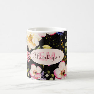 Farbe Rosa und Gelb Rosen auf schwarz, Geburtstag Kaffeetasse