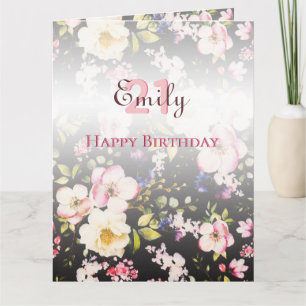 Farbe Rosa und Gelb Rosen auf schwarz, Geburtstag Karte