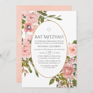 Farbe Rosa und Rose Gold Bat Mitzvah Einladung