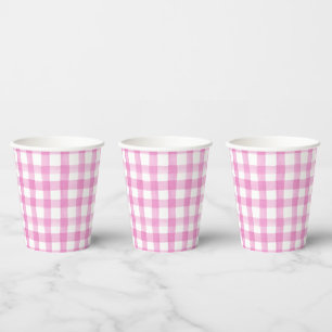 Farbe Rosa und Weiß Gingham Pappbecher
