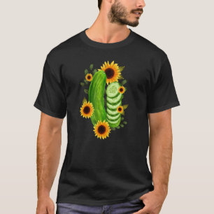 Farbe Sonnenblumen Festas Gurken Pickle Wasserfarb T-Shirt