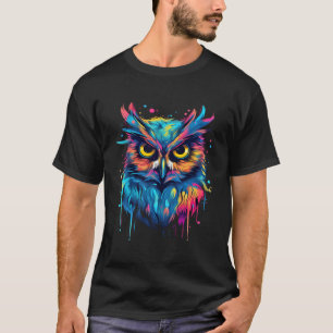 Farbe Splash Art Owl Weisheit und Schutz Symbol T-Shirt