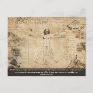 Farbe/Text Vitruvian Mann Leonardo da Vinci Kunst Postkarte