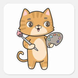 Farbe und Pinselstrich Quadratischer Aufkleber