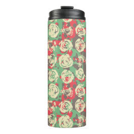 Farbe und Rose Harmonie - Nahtloses Muster Thermosbecher