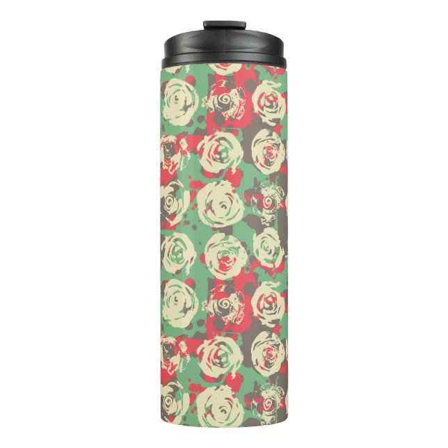 Farbe und Rose Harmonie - Nahtloses Muster Thermosbecher