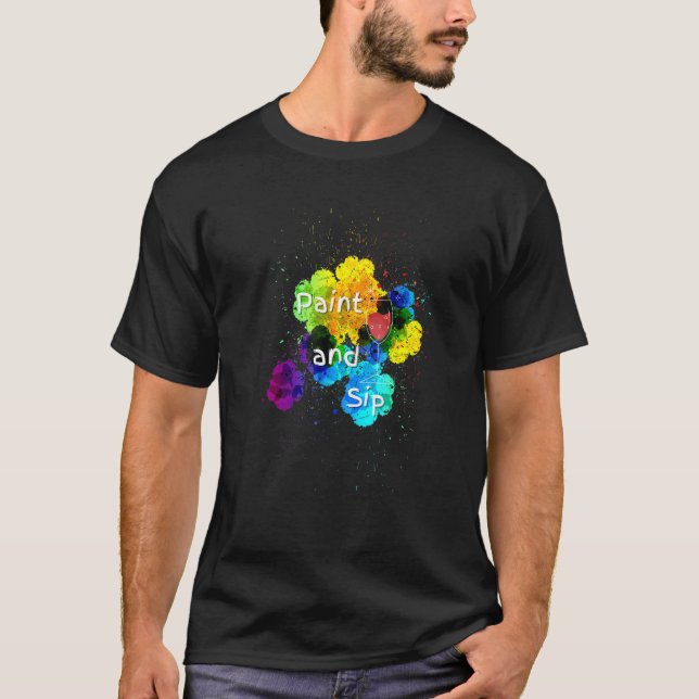 Farbe und Sip Party Wein Trinken Regenbogenfarbe T-Shirt (Vorderseite)