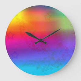 Farbe und Sterne Große Wanduhr
