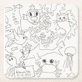 Farbe: "Unter dem Meer" Rechteckiger Pappuntersetzer