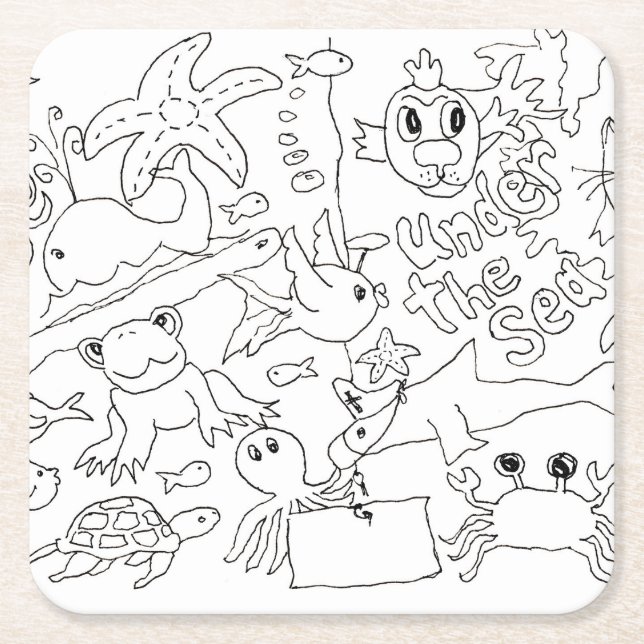 Farbe: "Unter dem Meer" Rechteckiger Pappuntersetzer (Vorderseite)