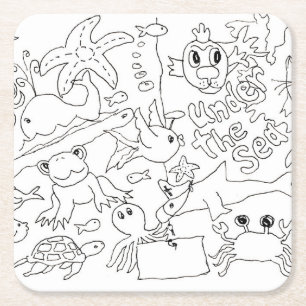 Farbe: "Unter dem Meer" Rechteckiger Pappuntersetzer