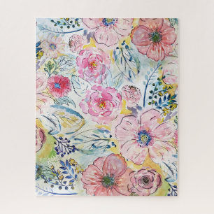 Farbe von Hand mit Aquarellfarbe Blumendesign Puzzle