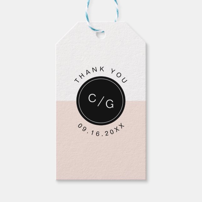 Farbeditierbare minimalistische moderne Hochzeitmo Geschenkanhänger (Vorderseite)