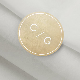 Farbeditierbare minimalistische moderne Paar monog Runder Aufkleber