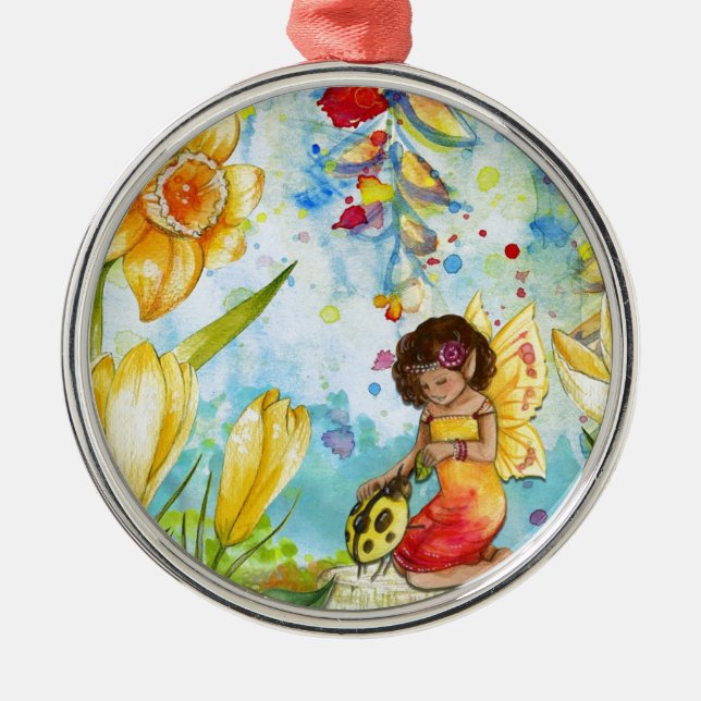 Farbefarbige Illustration Silbernes Ornament (Vorne)