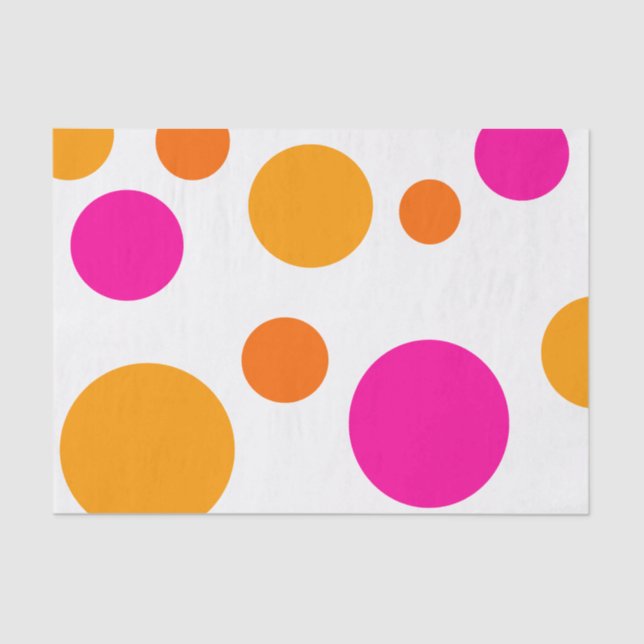 FARBEITER ORANGE UND PINK POLKA DOTS TISSUPAPIER SEIDENPAPIER (Vorderseite)