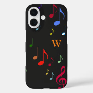 Farben auf schwarzen musikalischen Noten iPhone 16 Hülle