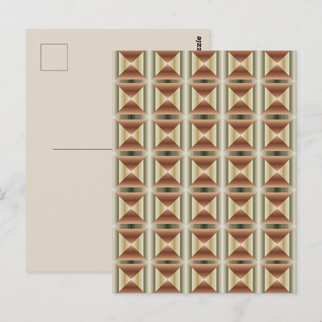 Farben brauner, grüner und tangestreifter Muster Postkarte (Vorne/Hinten)