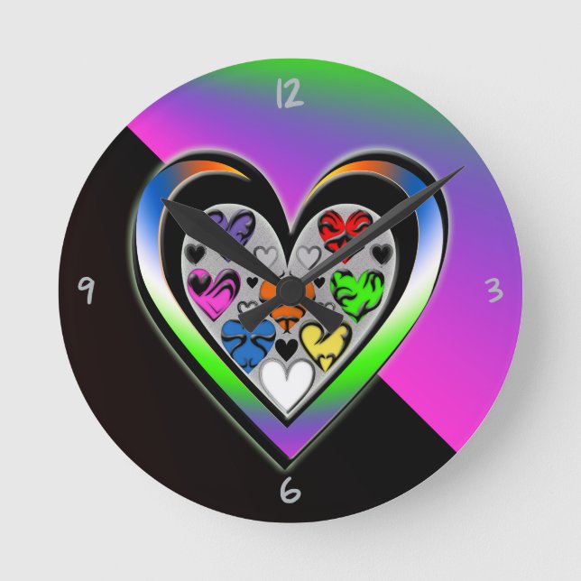 Farben der Liebe Runde Wanduhr (Vorderseite)