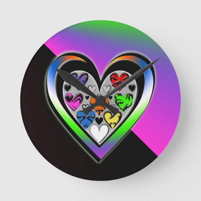 Farben der Liebe Runde Wanduhr (Vorderseite)