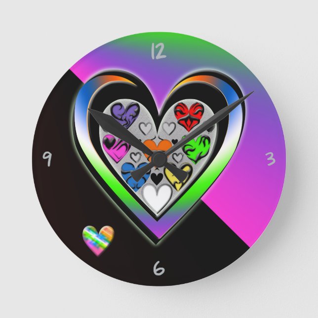 Farben der Liebe Runde Wanduhr (Vorderseite)