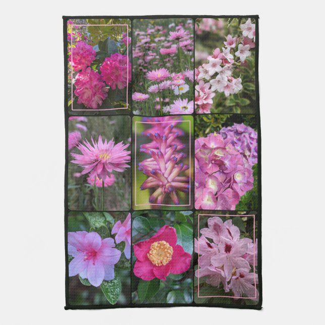 Farben der Natur - rosa Blumen Geschirrtuch (Vertikal)