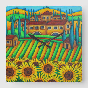 Farben der Wand des Toskanischen Platzes, Lisa Lor Quadratische Wanduhr