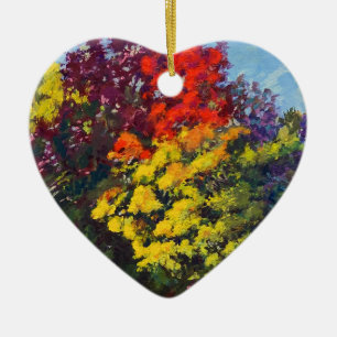 Farben des Herbstes in Rot, Violett, Orange, Gelb Keramik Ornament