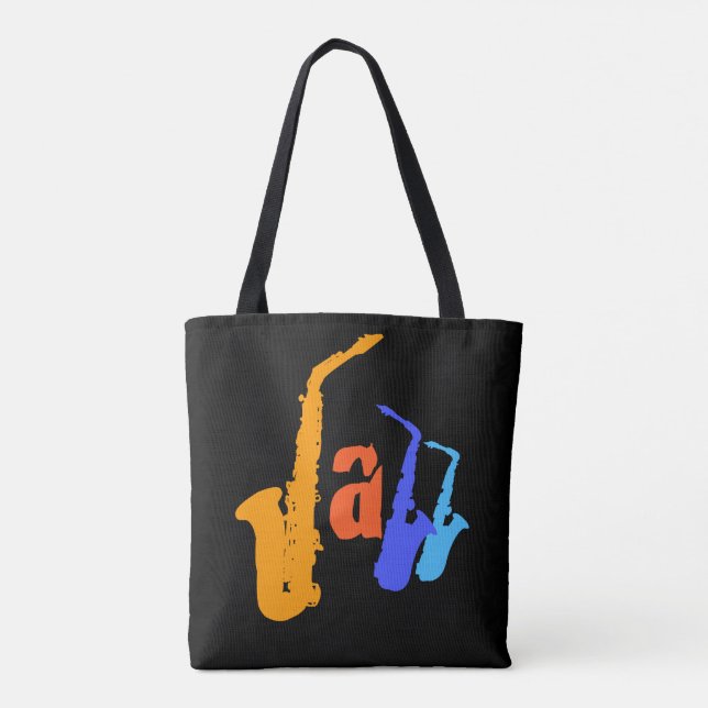 Farben des Jazz Sax Illustration Black Bag 2 (Rückseite)