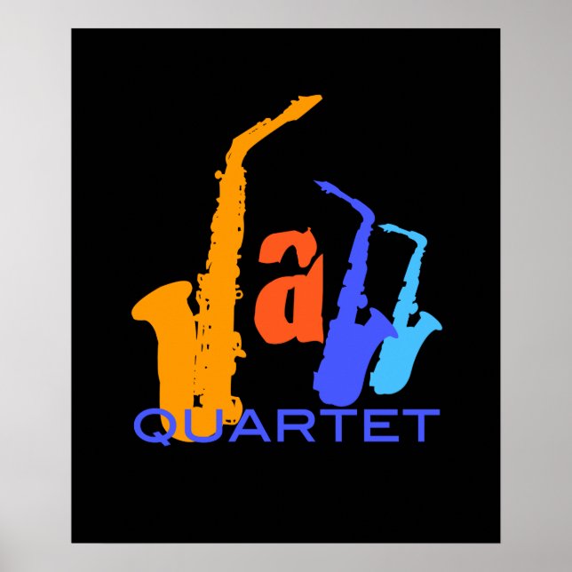 Farben des Jazz Sax Illustration Black Poster 1 (Vorne)