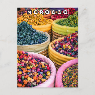 Farben des Marrakesch Red Medina Gewürzshop Postkarte