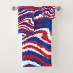 Farben des Red White Blue Wave Sportteams Badhandtuch Set