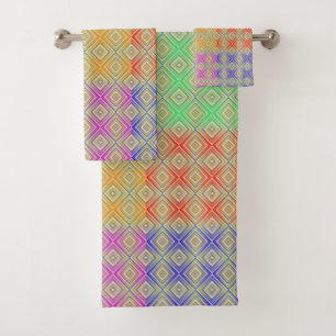 Farben des Regenbogens Alternatives Diamantmuster Badhandtuch Set