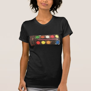 Farben-Farbkasten des Künstlers bunter T-Shirt