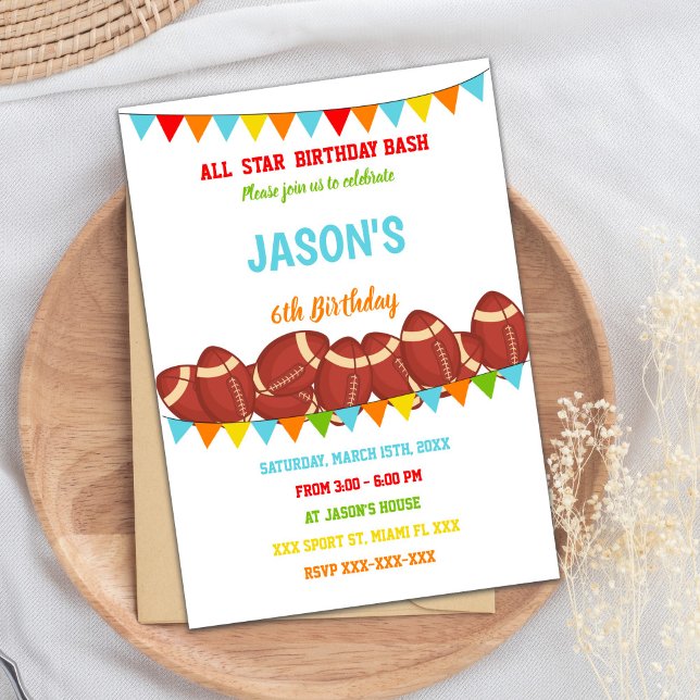 Farben Flaggen Weißer Fußball Einladungen zum Gebu (Colors Flags White Football Birthday Invitations)