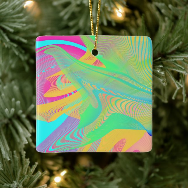FARBEN FLUO - Fraktal Art - Keramikornament (Baum)