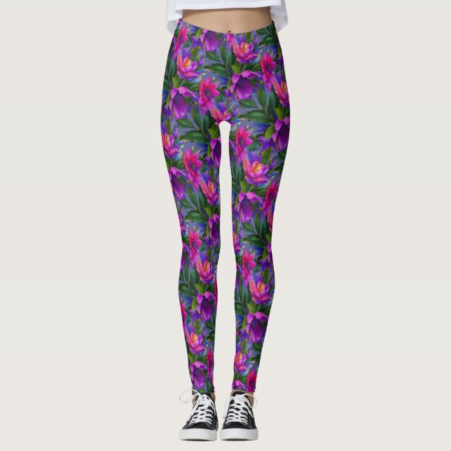 Farben für tropische Blume Leggings (Vorderseite)