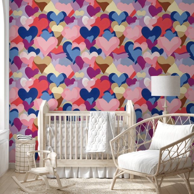 Farben Herzmuster Tapete (Kinder)