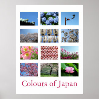 Farben Japans (blau/weiß/rosa) Poster