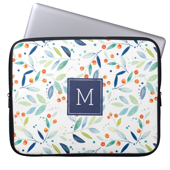 Farben Pastell Wasserfarben Botanisches Muster Laptopschutzhülle (Vorderseite)