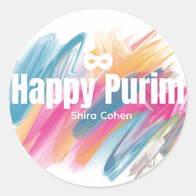 Farben Purim Etikett Runder Aufkleber (Vorderseite)