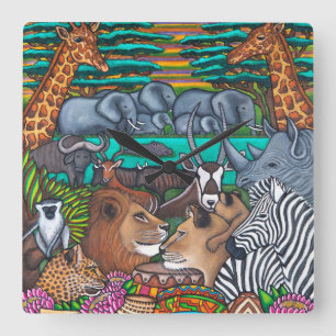 Farben quadratischer Wanduhr Afrikas