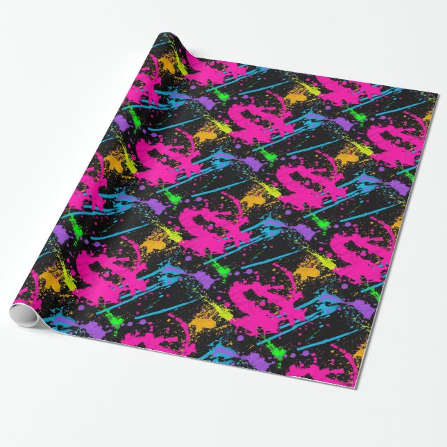 Farben-Retro Farbspritzen-Packpapier Geschenkpapier (Ungerollt)