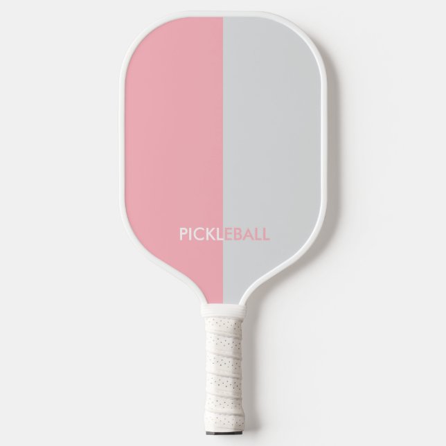 Farben Rosa & Weiß Monogramm  Pickleball Schläger (Vorderseite)
