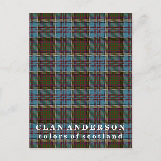 Farben Schottlands Clan Anderson Tartan Postkarte (Vorderseite)